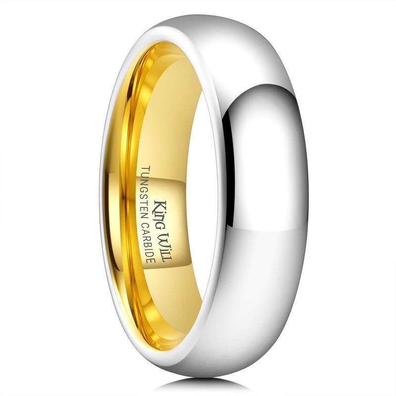 King Will Tungsten Carbide Wedding Band for Men Women Promise Rings for Couples Domed High Polish - Image 1